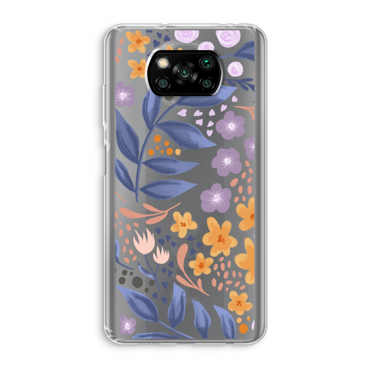 Flowers with blue leaves: Xiaomi Poco X3 Pro Transparant Hoesje