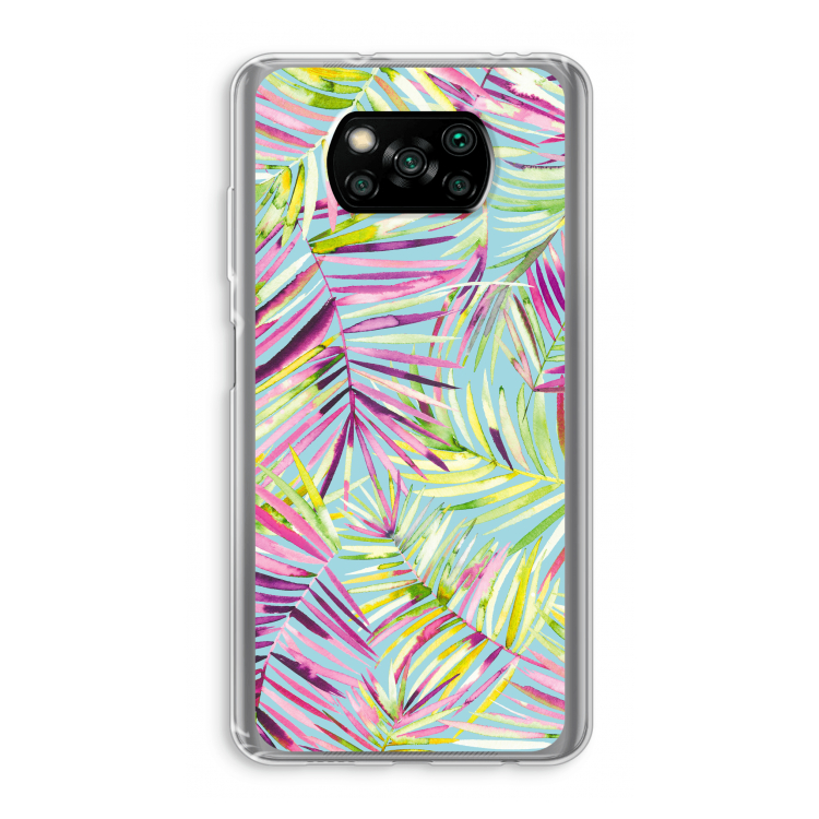 Tropical Palms Blue: Xiaomi Poco X3 Pro Transparant Hoesje