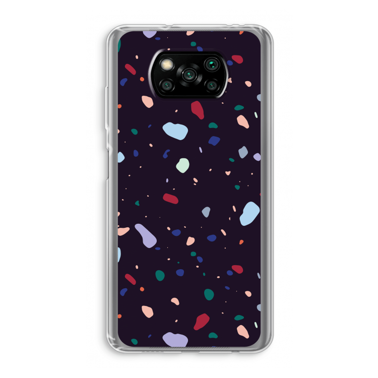 Dark Rounded Terrazzo: Xiaomi Poco X3 Pro Transparant Hoesje
