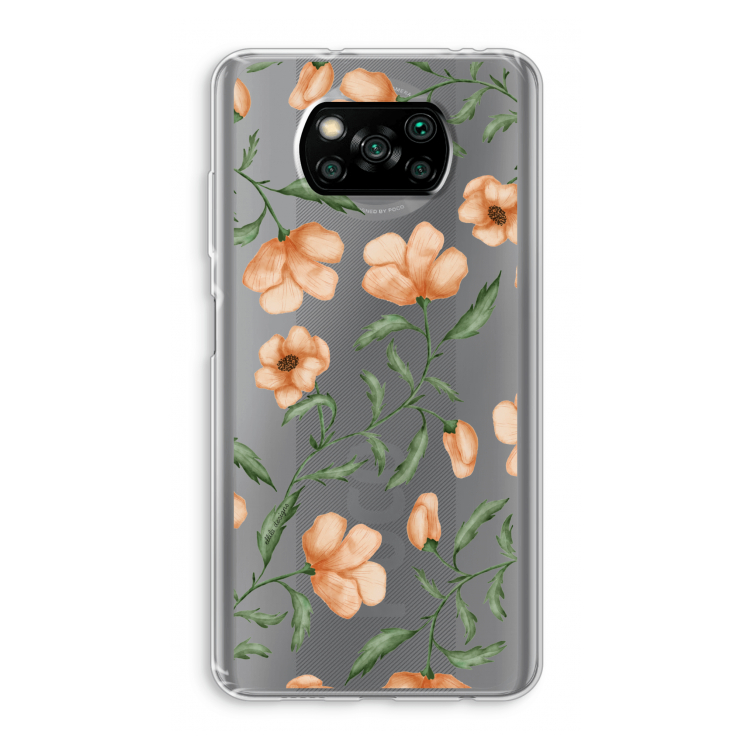Peachy flowers: Xiaomi Poco X3 Pro Transparant Hoesje