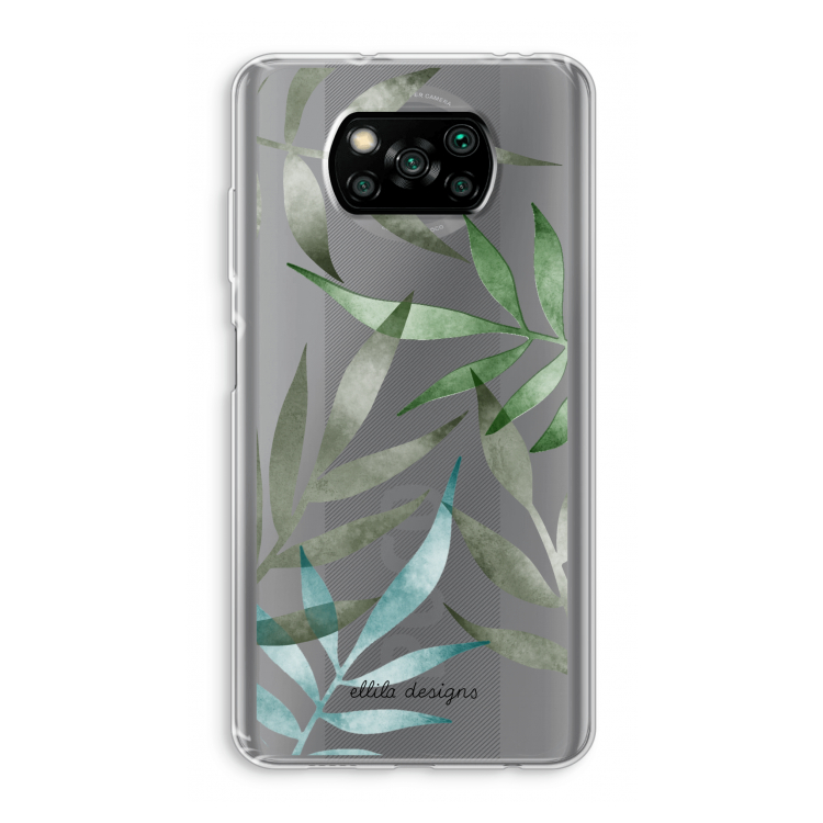 Tropical watercolor leaves: Xiaomi Poco X3 Pro Transparant Hoesje