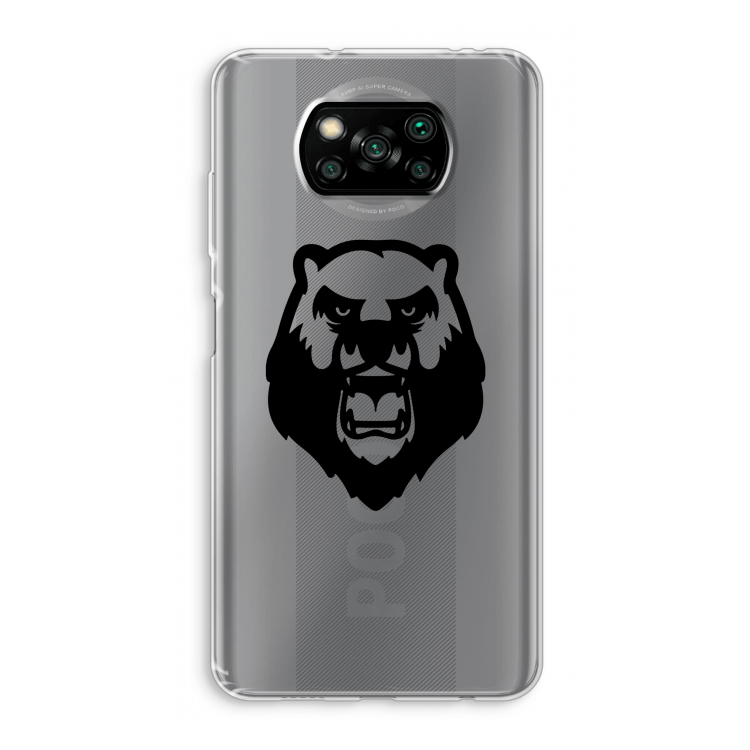 Angry Bear (black): Xiaomi Poco X3 Pro Transparant Hoesje