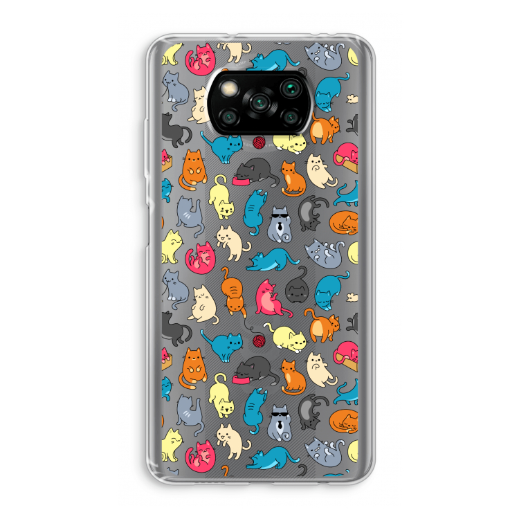 Kleurrijke katten: Xiaomi Poco X3 Pro Transparant Hoesje