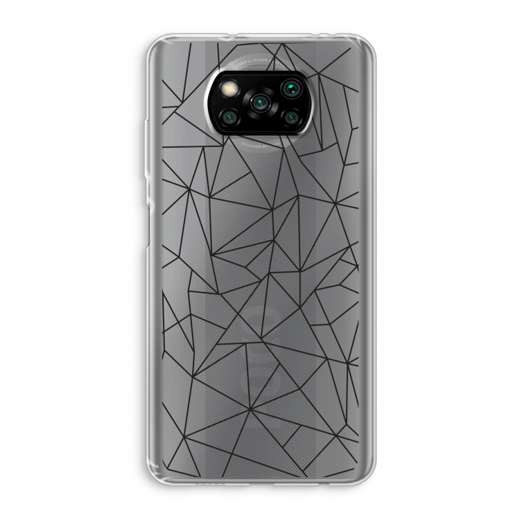 Geometrische lijnen zwart: Xiaomi Poco X3 Pro Transparant Hoesje