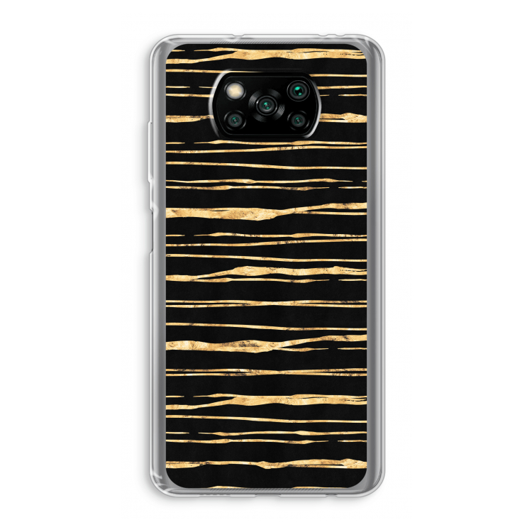 Gouden strepen: Xiaomi Poco X3 Pro Transparant Hoesje