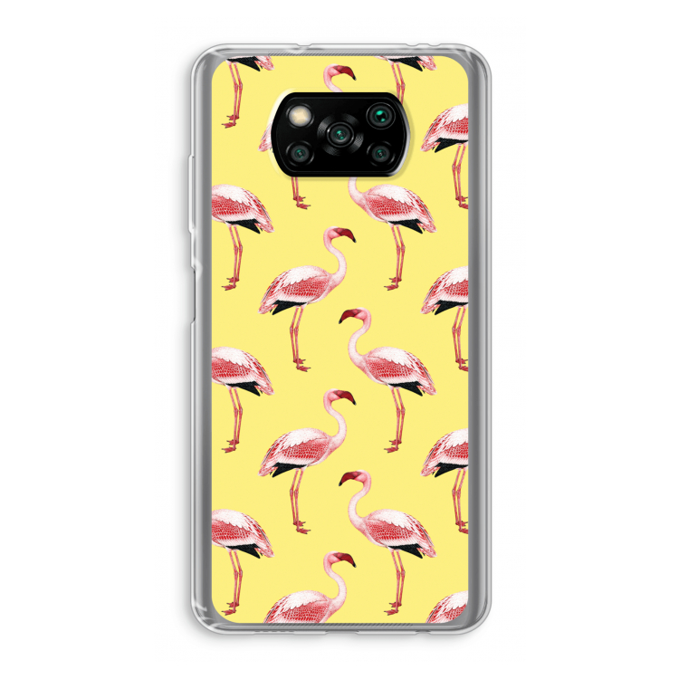 Flamingo's geel: Xiaomi Poco X3 Pro Transparant Hoesje