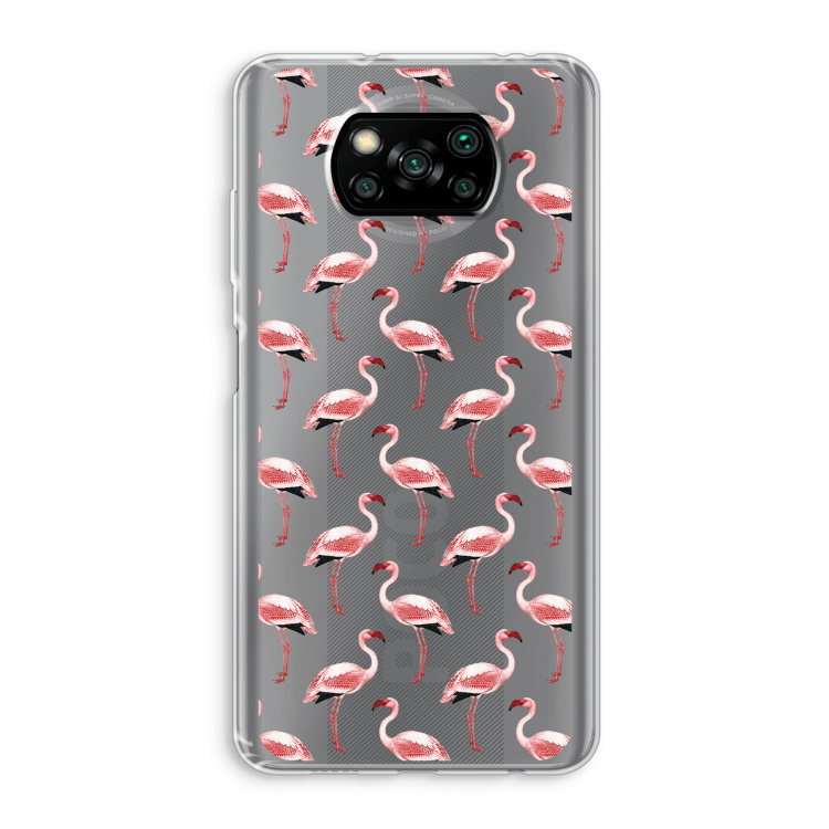 Flamingoprint groen: Xiaomi Poco X3 Pro Transparant Hoesje
