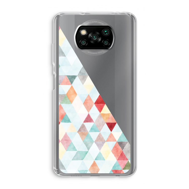 Gekleurde driehoekjes pastel: Xiaomi Poco X3 Pro Transparant Hoesje