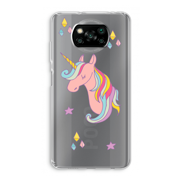 Roze eenhoorn: Xiaomi Poco X3 Pro Transparant Hoesje
