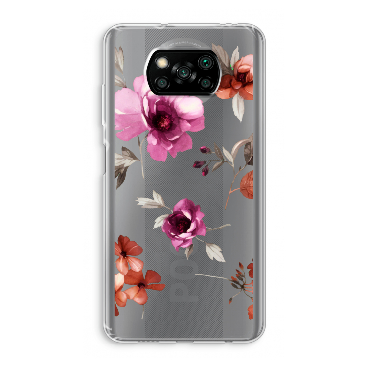 Geschilderde bloemen: Xiaomi Poco X3 Pro Transparant Hoesje