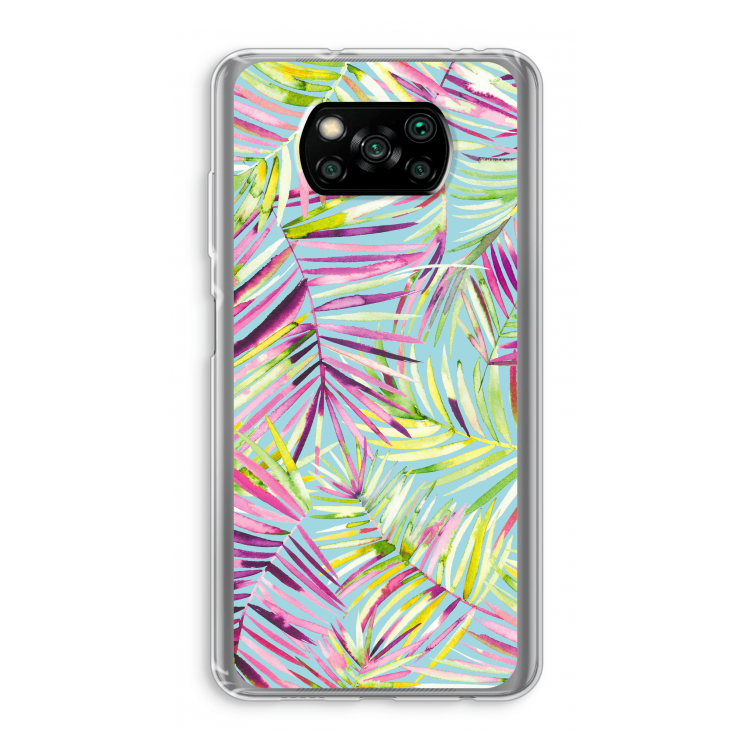 Tropical Palms Blue: Xiaomi Poco X3 Pro Transparant Hoesje