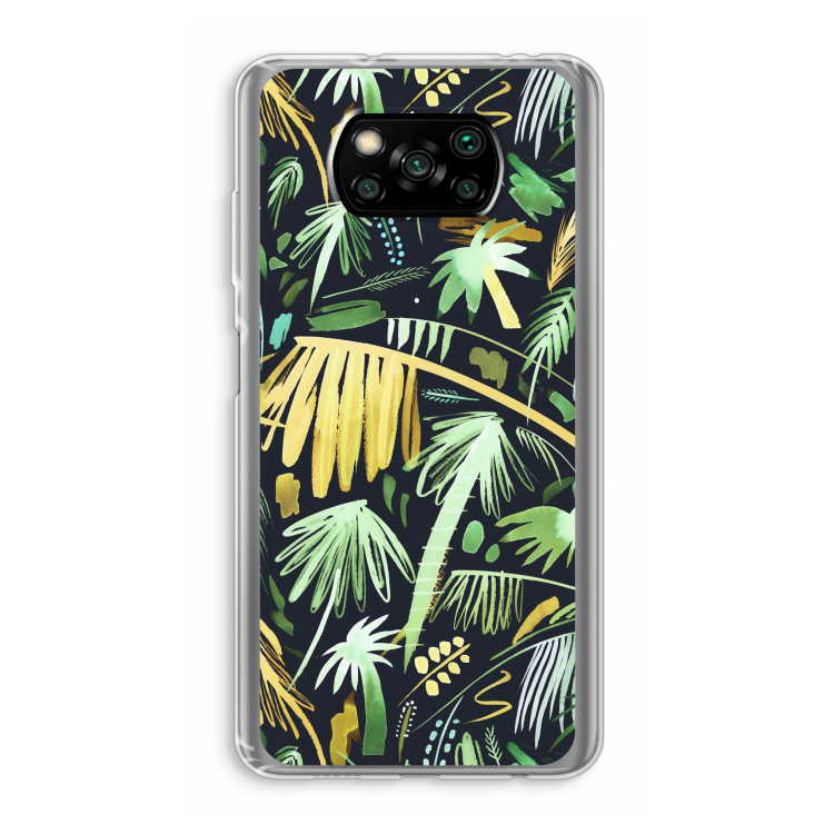 Tropical Palms Dark: Xiaomi Poco X3 Pro Transparant Hoesje