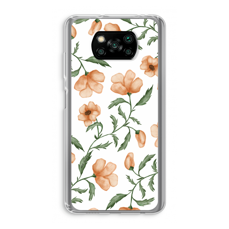 Peachy flowers: Xiaomi Poco X3 Pro Transparant Hoesje