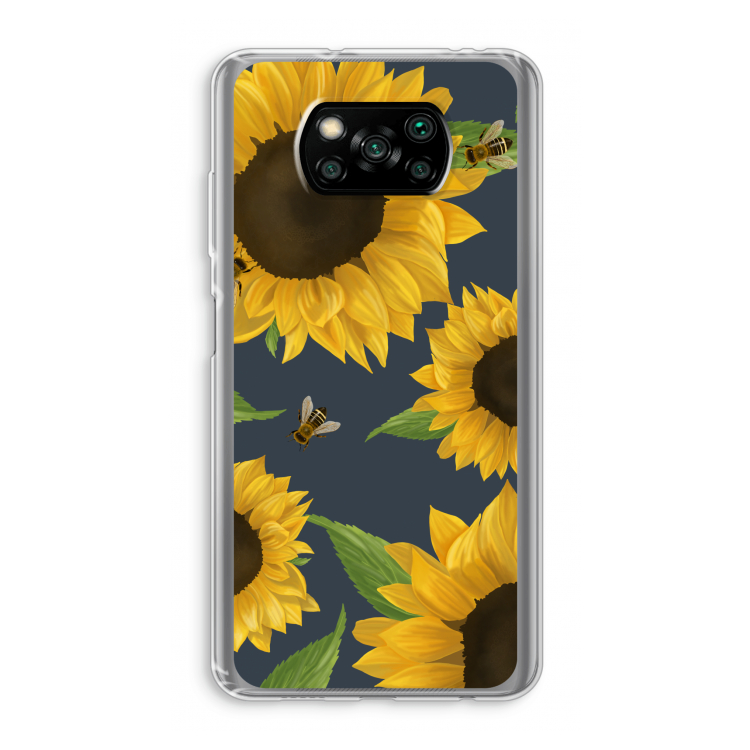 Sunflower and bees: Xiaomi Poco X3 Pro Transparant Hoesje