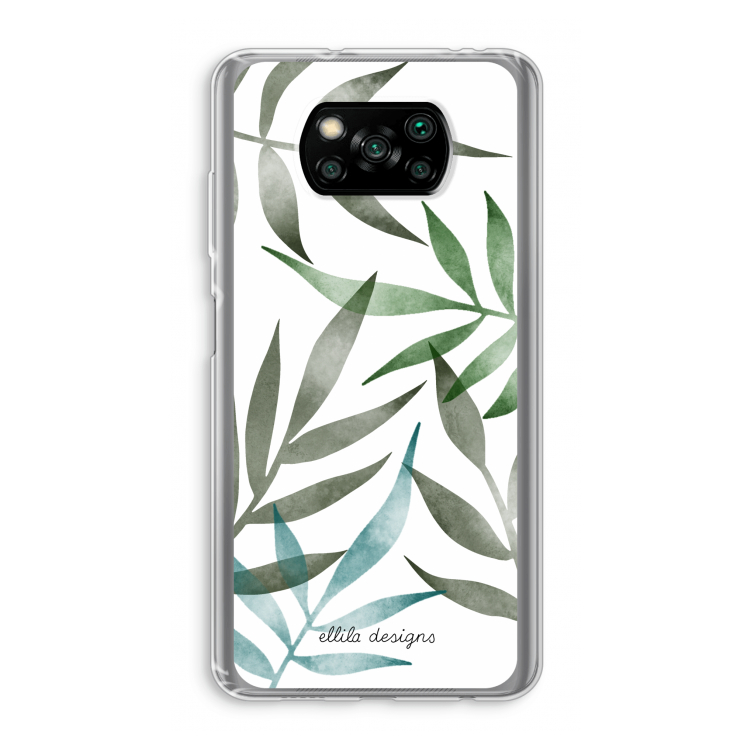 Tropical watercolor leaves: Xiaomi Poco X3 Pro Transparant Hoesje