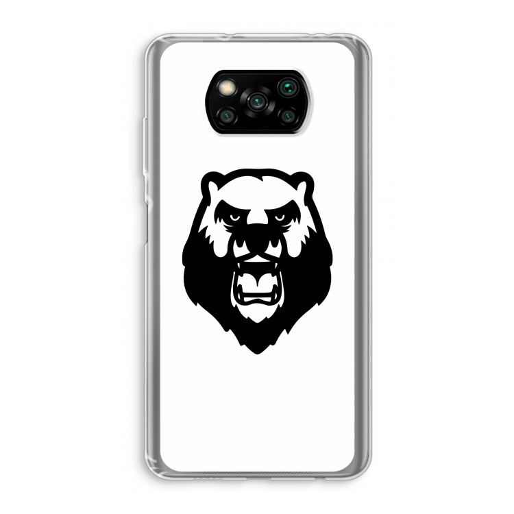 Angry Bear (white): Xiaomi Poco X3 Pro Transparant Hoesje
