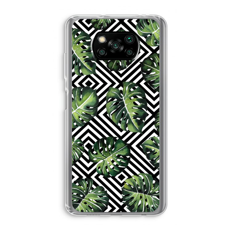 Geometrische jungle: Xiaomi Poco X3 Pro Transparant Hoesje