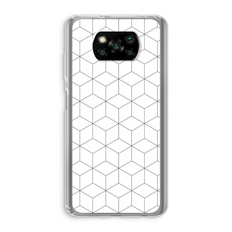 Zwart-witte kubussen: Xiaomi Poco X3 Pro Transparant Hoesje