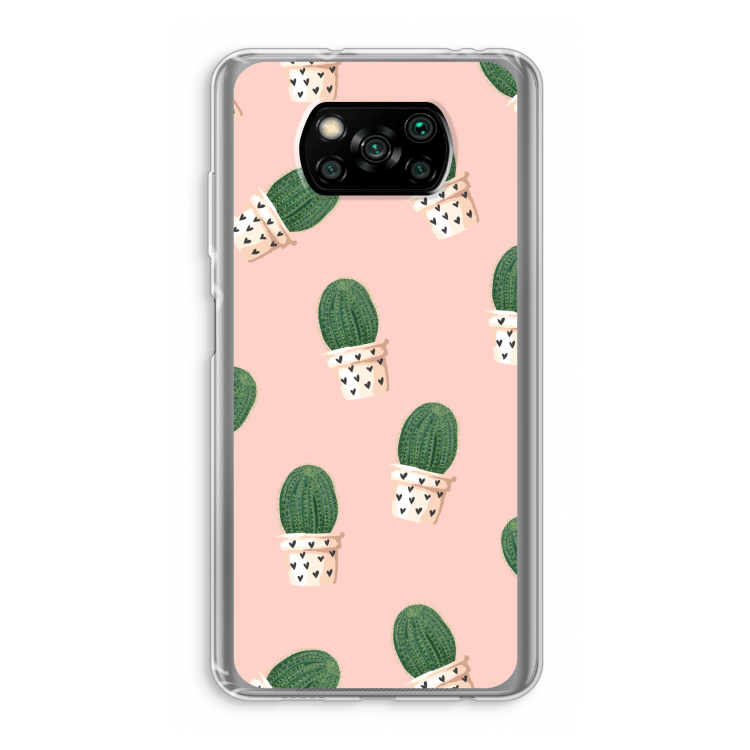 Cactusprint roze: Xiaomi Poco X3 Pro Transparant Hoesje