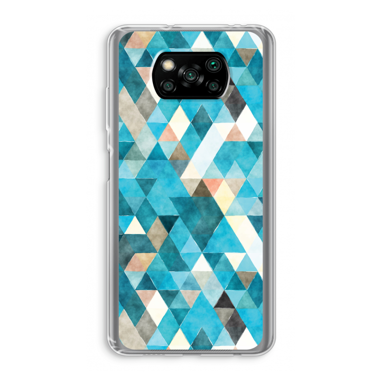 Gekleurde driehoekjes blauw: Xiaomi Poco X3 Pro Transparant Hoesje