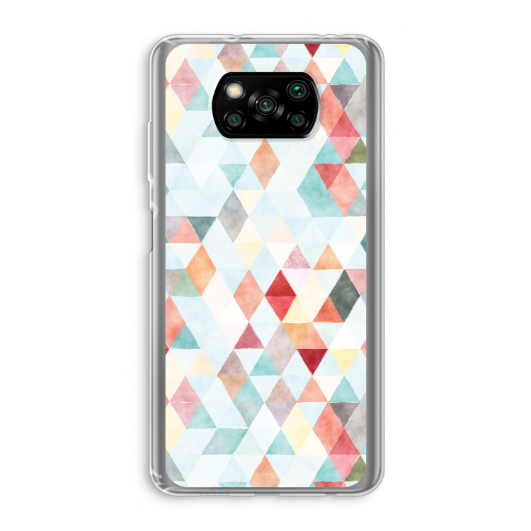 Gekleurde driehoekjes pastel: Xiaomi Poco X3 Pro Transparant Hoesje