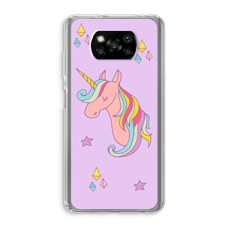 Roze eenhoorn: Xiaomi Poco X3 Pro Transparant Hoesje
