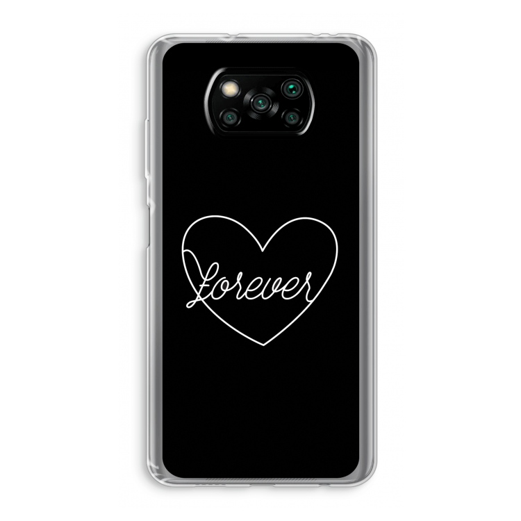 Forever heart black: Xiaomi Poco X3 Pro Transparant Hoesje