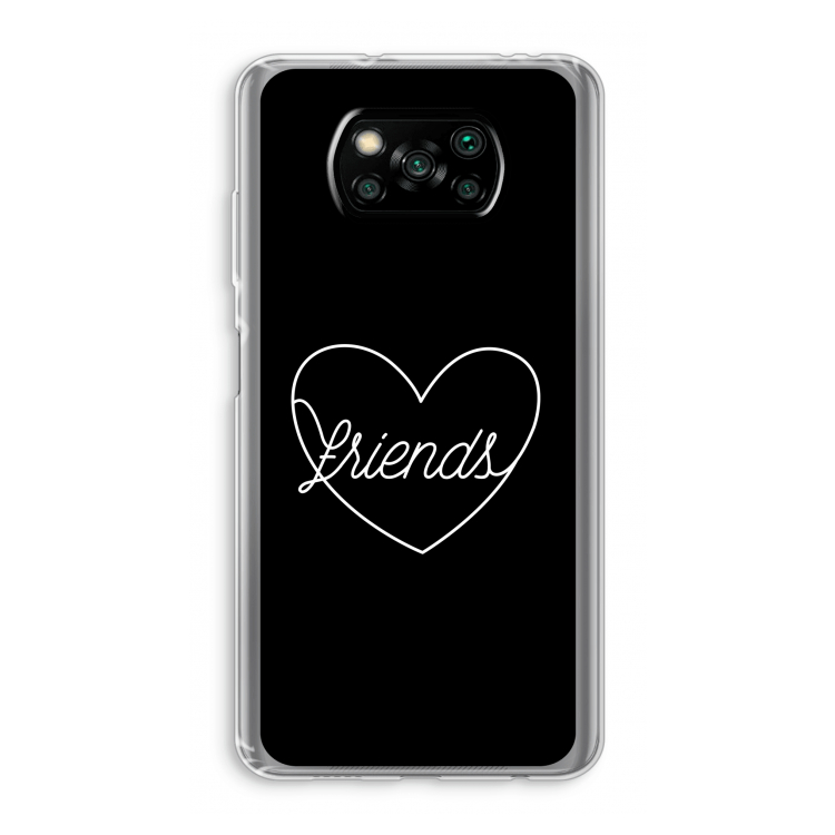 Friends heart black: Xiaomi Poco X3 Pro Transparant Hoesje