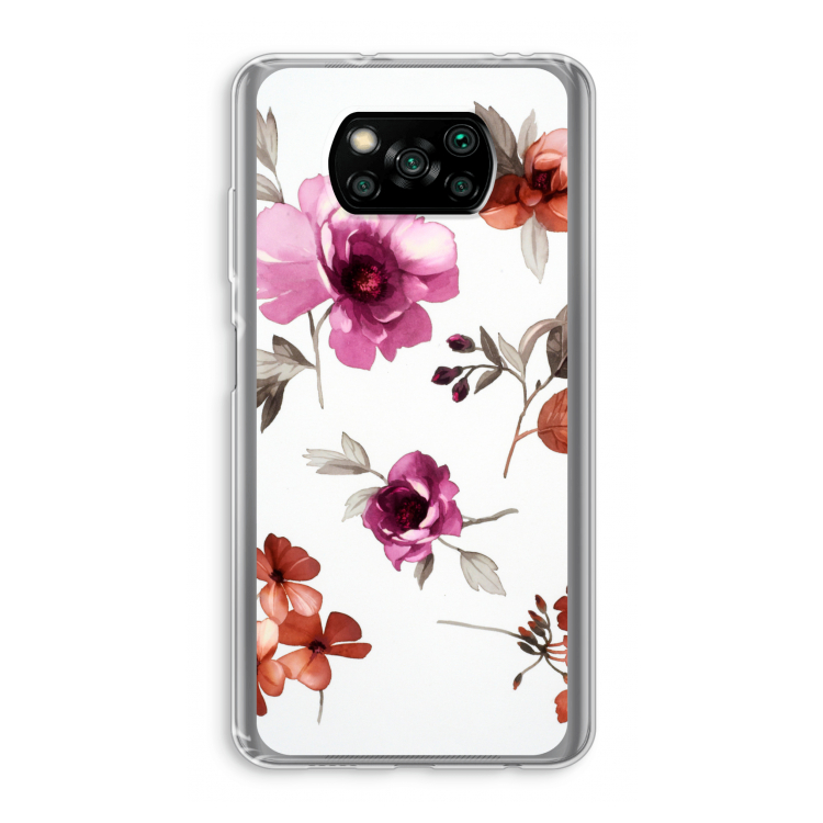 Geschilderde bloemen: Xiaomi Poco X3 Pro Transparant Hoesje