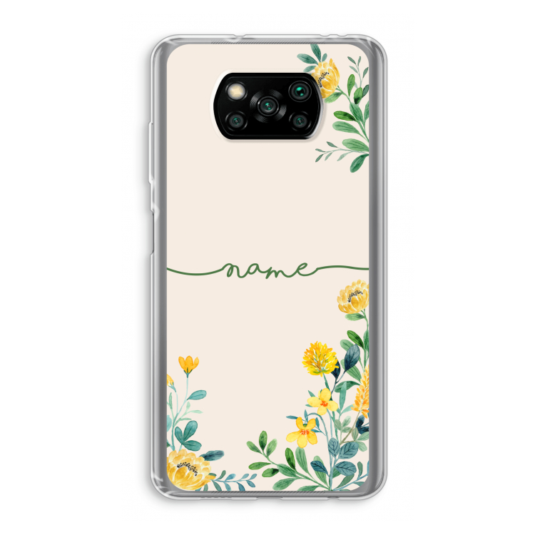 Gele bloemen: Xiaomi Poco X3 Pro Transparant Hoesje