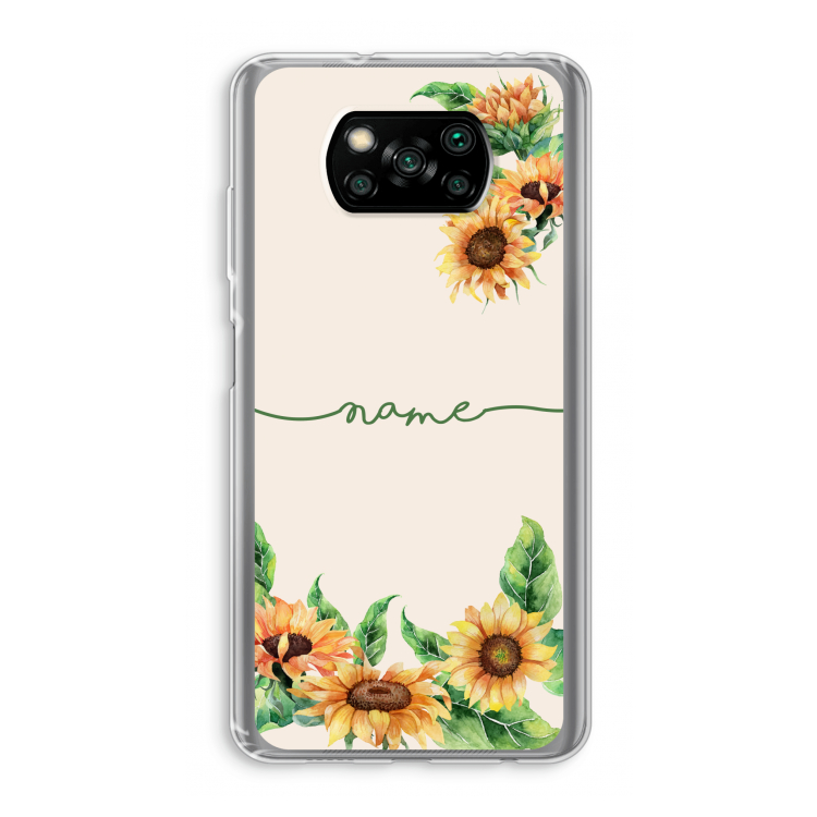 Zonnebloemen: Xiaomi Poco X3 Pro Transparant Hoesje