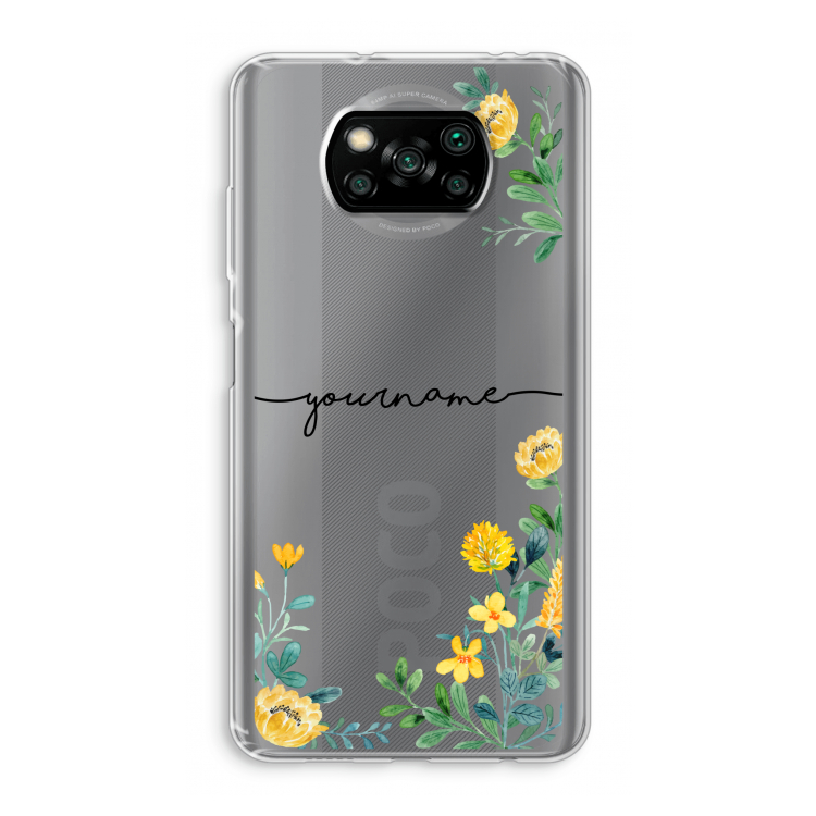 Gele bloemen: Xiaomi Poco X3 Pro Transparant Hoesje