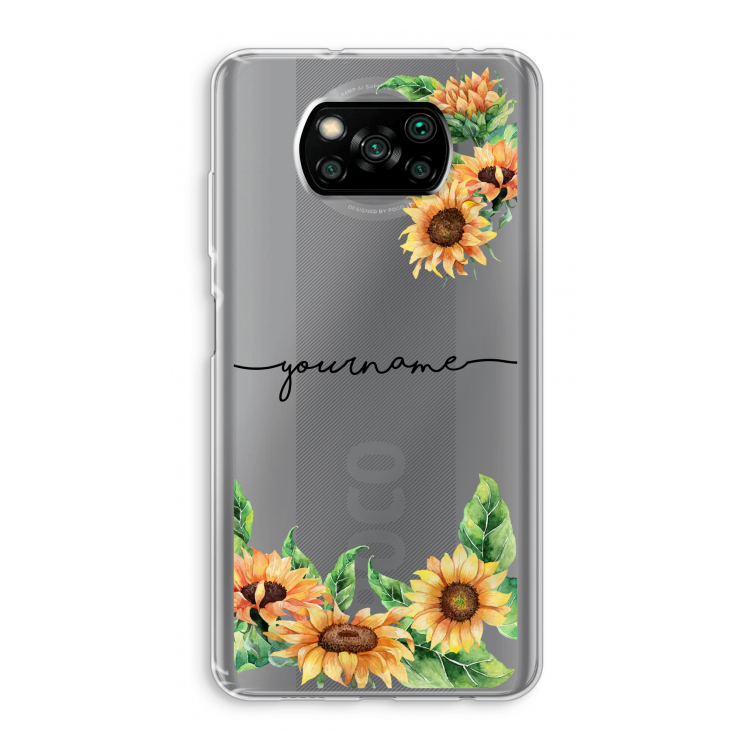 Zonnebloemen: Xiaomi Poco X3 Pro Transparant Hoesje
