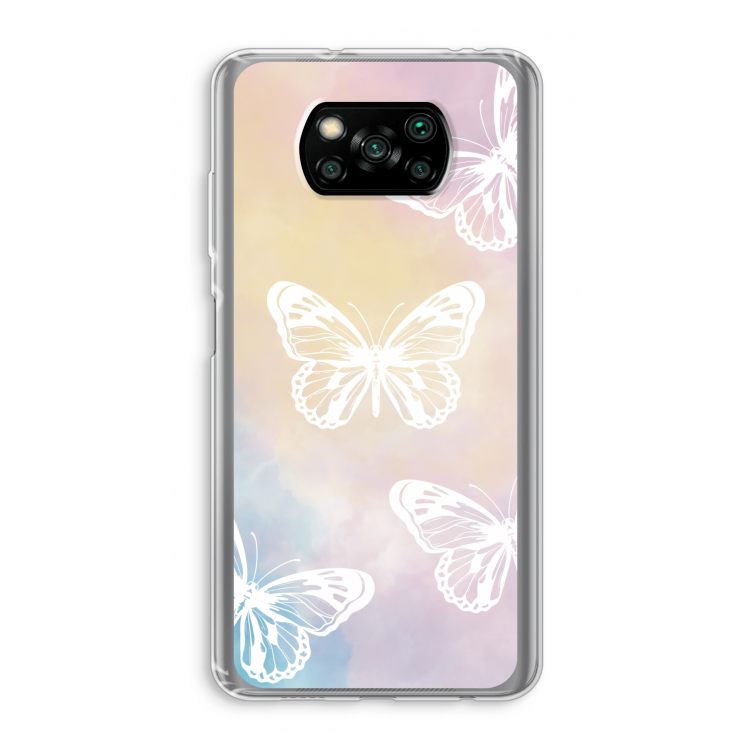 White butterfly: Xiaomi Poco X3 Pro Transparant Hoesje