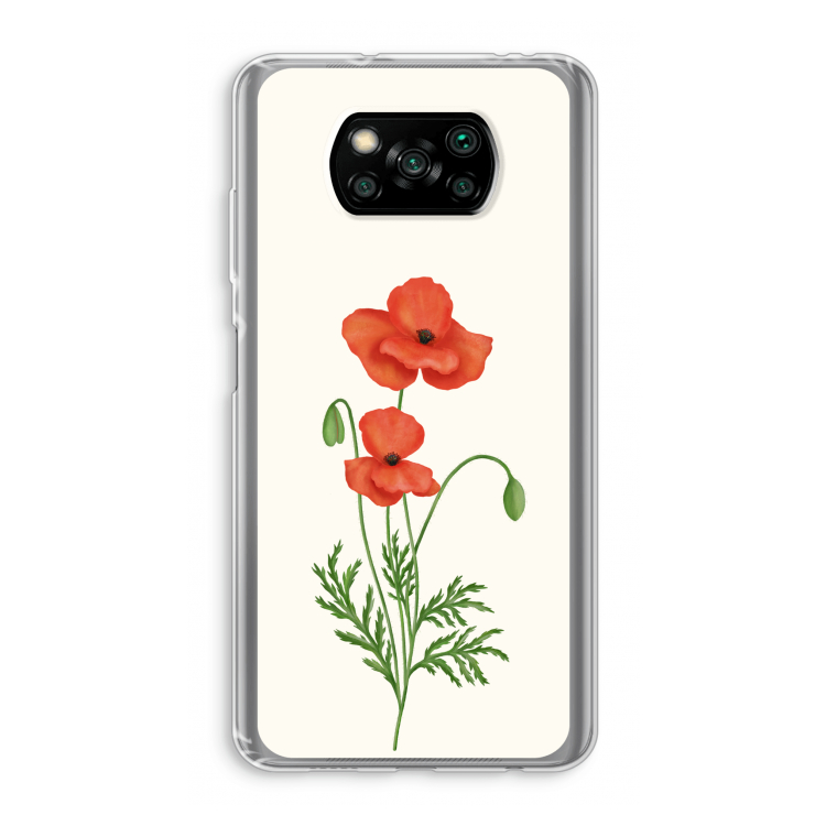 Red poppy: Xiaomi Poco X3 Pro Transparant Hoesje