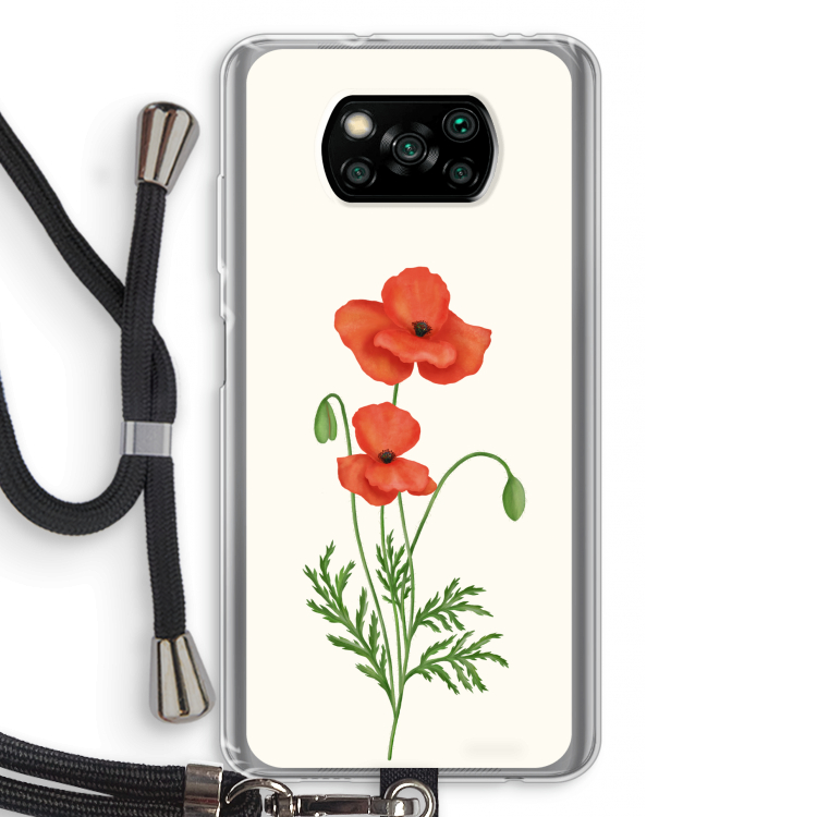 Red poppy: Xiaomi Poco X3 Pro Transparant Hoesje met koord