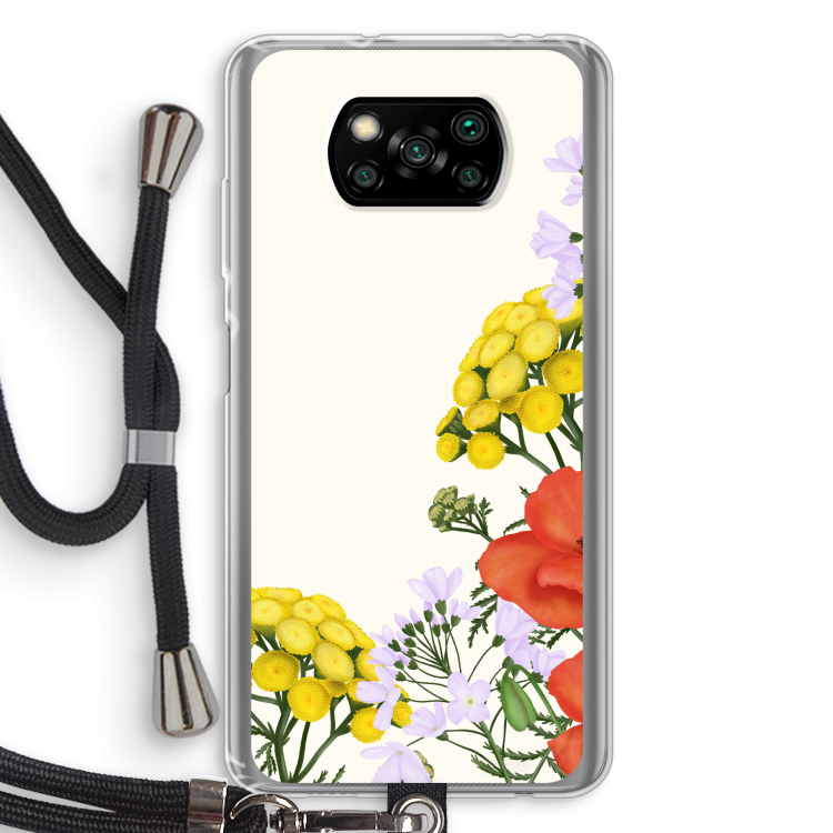 Wilde bloemen: Xiaomi Poco X3 Pro Transparant Hoesje met koord