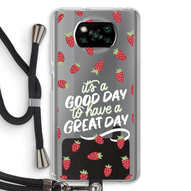 Don't forget to have a great day: Xiaomi Poco X3 Pro Transparant Hoesje met koord