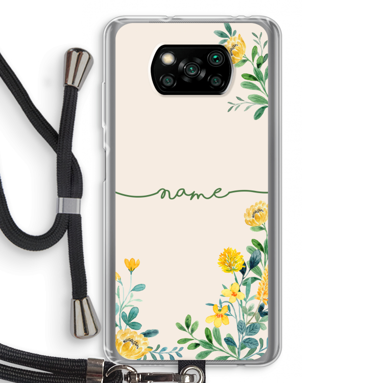 Gele bloemen: Xiaomi Poco X3 Pro Transparant Hoesje met koord