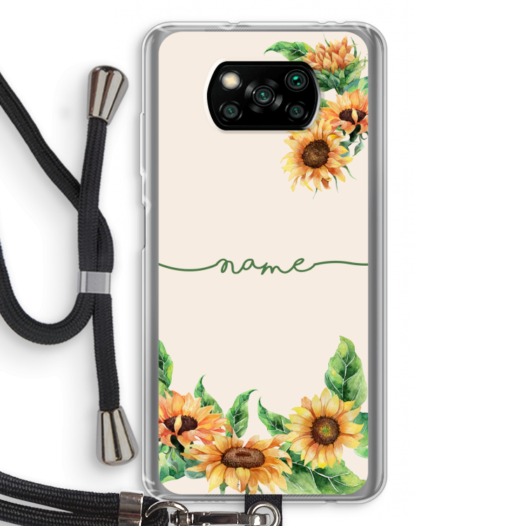 Zonnebloemen: Xiaomi Poco X3 Pro Transparant Hoesje met koord