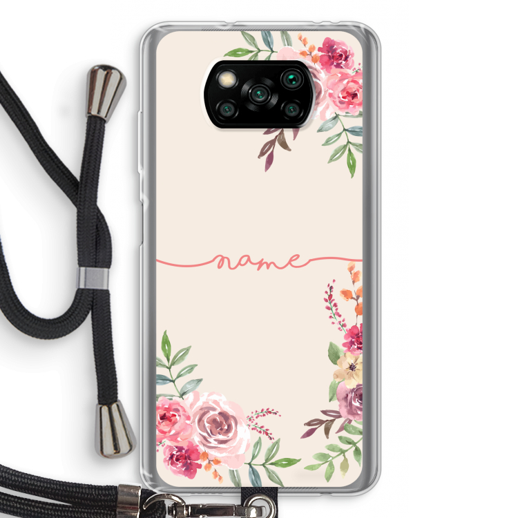 Rozen: Xiaomi Poco X3 Pro Transparant Hoesje met koord
