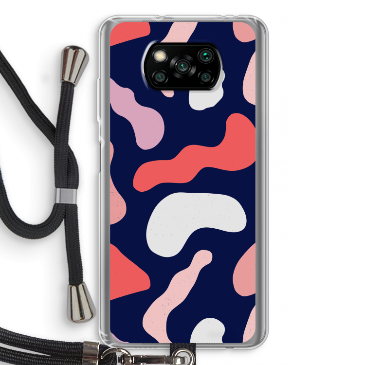 Memphis Shapes Pink: Xiaomi Poco X3 Pro Transparant Hoesje met koord