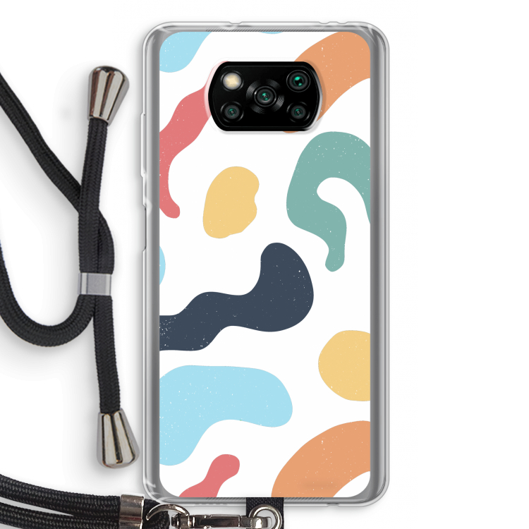 Memphis Shapes Blue: Xiaomi Poco X3 Pro Transparant Hoesje met koord