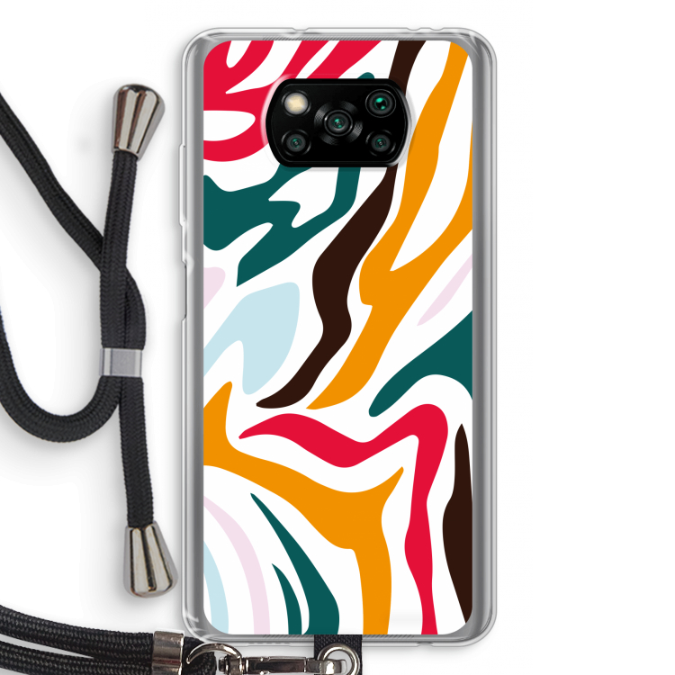 Colored Zebra: Xiaomi Poco X3 Pro Transparant Hoesje met koord