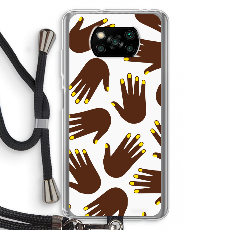 Hands dark: Xiaomi Poco X3 Pro Transparant Hoesje met koord