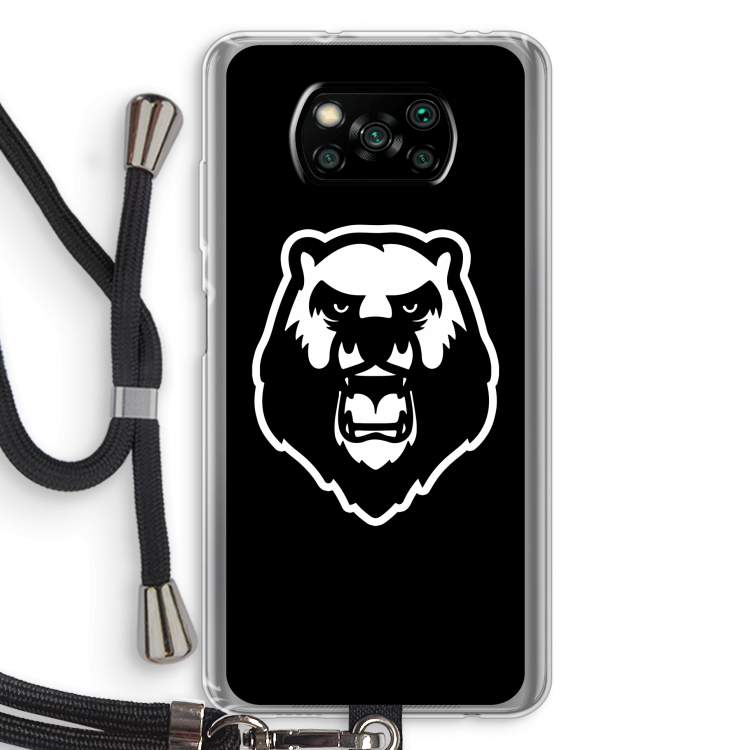 Angry Bear (black): Xiaomi Poco X3 Pro Transparant Hoesje met koord