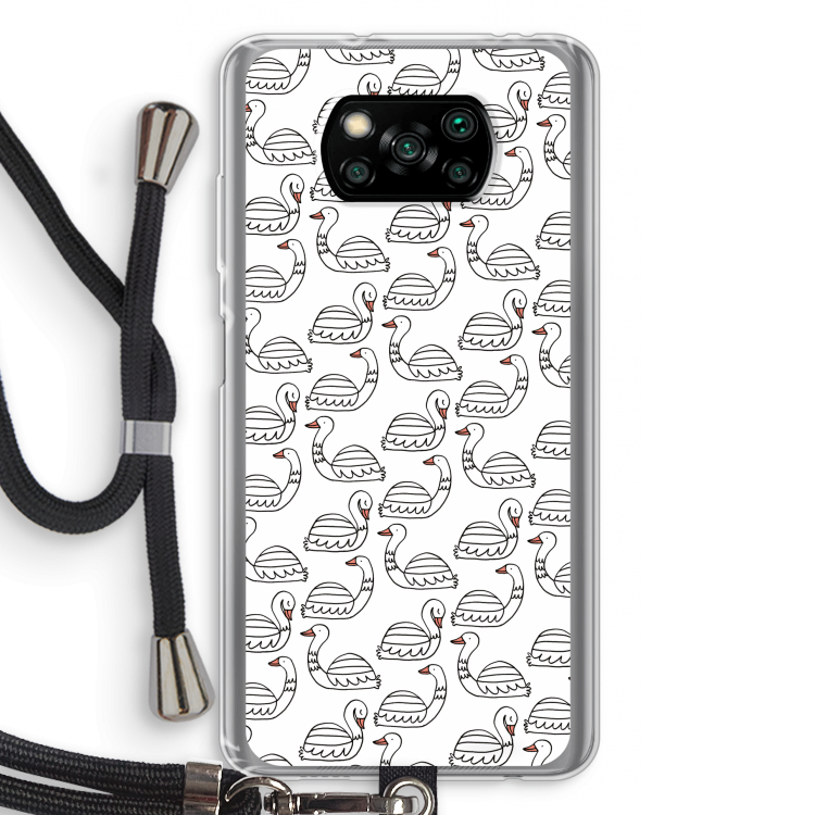 Zwanen: Xiaomi Poco X3 Pro Transparant Hoesje met koord