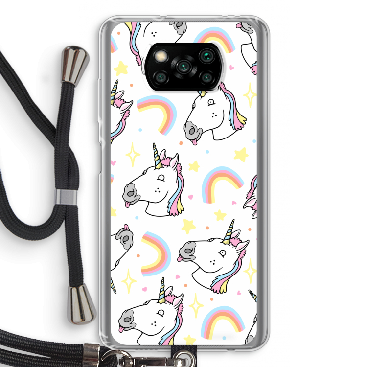 Rainbow Unicorn: Xiaomi Poco X3 Pro Transparant Hoesje met koord