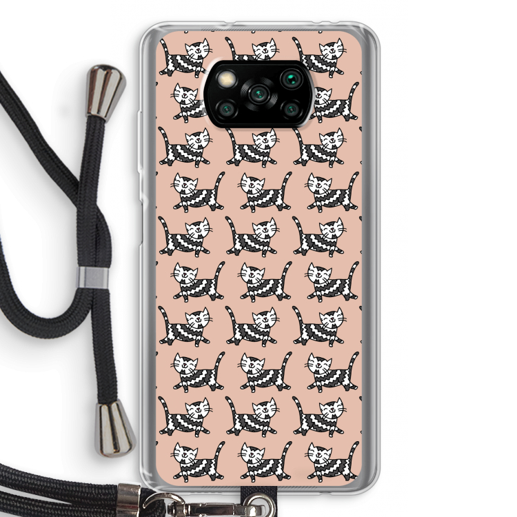 Zwarte poes: Xiaomi Poco X3 Pro Transparant Hoesje met koord