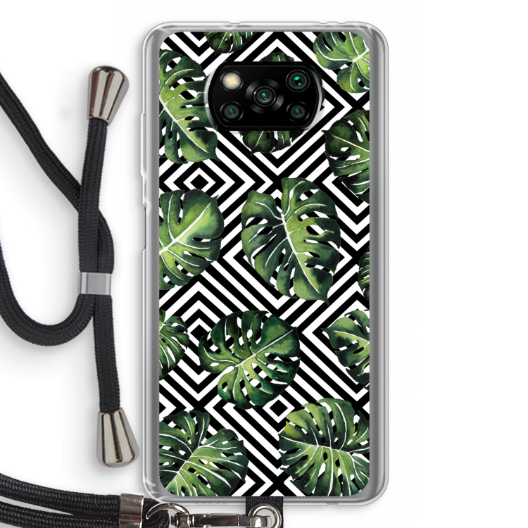 Geometrische jungle: Xiaomi Poco X3 Pro Transparant Hoesje met koord